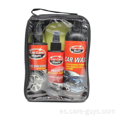 El kit de limpieza de automóviles limpia y protege los neumáticos